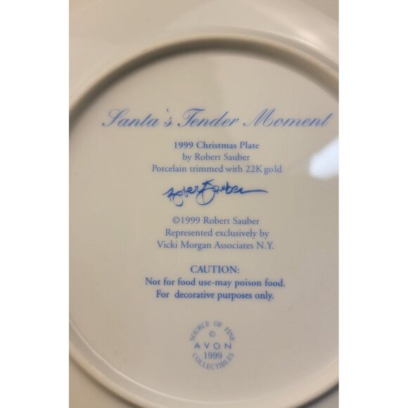 Antique Avon Porcelain Collector's Plate "Santa's Tender Moment" - Picture 6 of 12